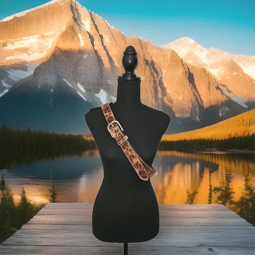 New! TORINO Men's Tumbled Glove Cowhide Leather Belt Cognac Mens Size 42 $110